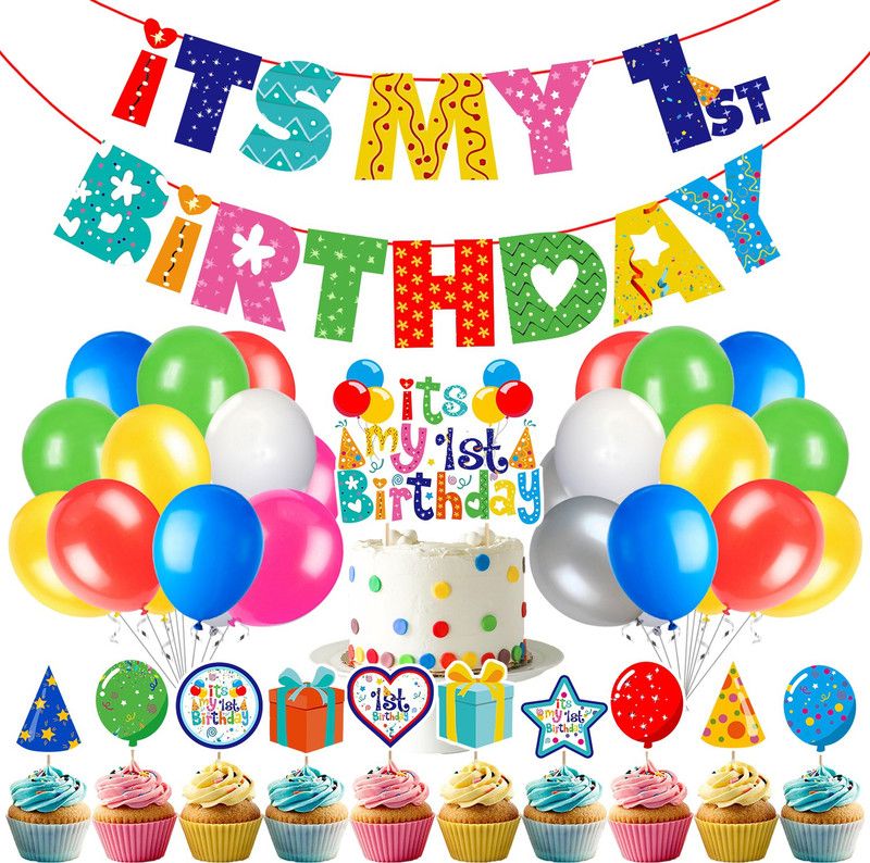 ZYOZI First Birthday Party Supplies,1st Birthday Party Decoration(Pack of 37)  (Set of 37)