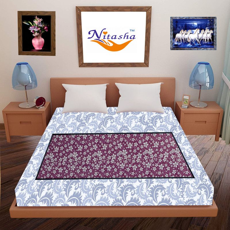 Nitasha PVC (Polyvinyl Chloride) Baby Bed Protecting Mat  (Pink, White, Purple, Large)