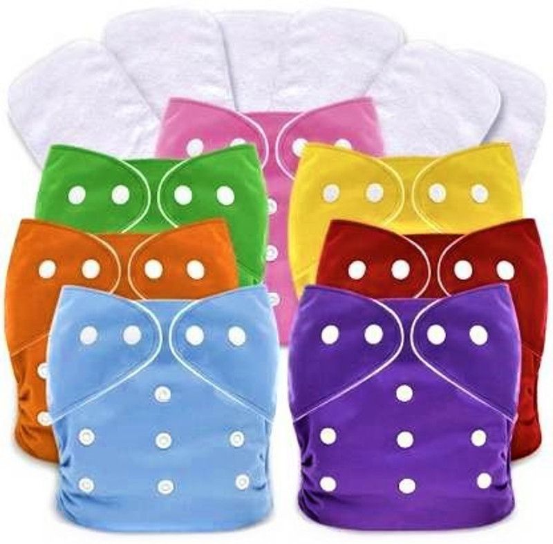 Swito Mart Baby Reusable Cloth Diaper, Washable Adjustable Infants 7 Nappy with 7 Inserts