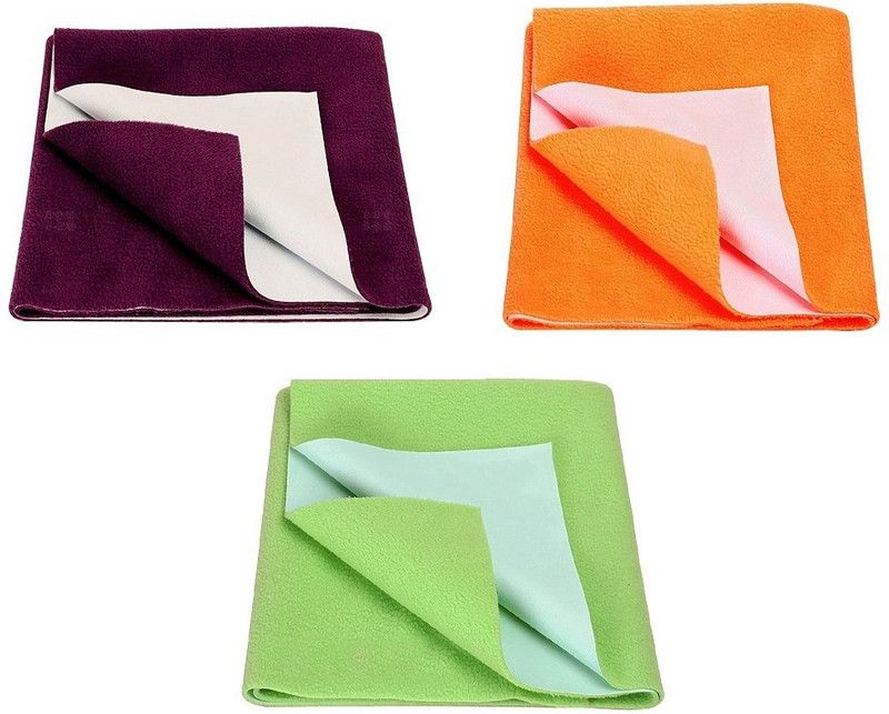 Mintorsi Cotton Baby Bed Protecting Mat  (Pulp, Orange, Parrot Green, Large, Pack of 3)