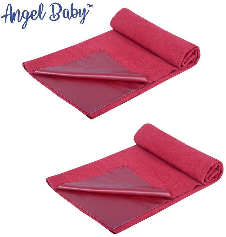 Angel Baby Cotton Baby Bed Protecting Mat  (Maroon, Small, Pack of 2)