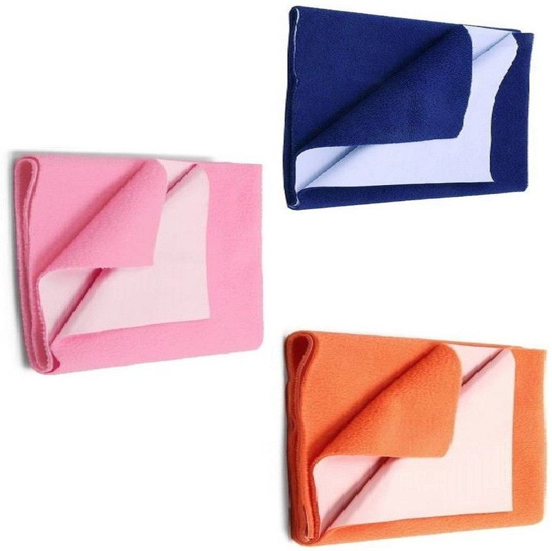 BABIQUE Cotton Baby Bed Protecting Mat  (Blue, Pink, Orange, Large, Pack of 3)
