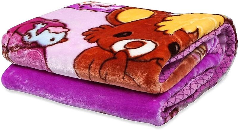 PWI Cartoon Single Swaddling Baby Blanket for AC Room  (Polyester, Purple)