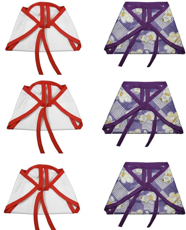 SRIM Cotton Cloth Nappy with Double Layer Fabric - Langot for New Born - 6 Pcs - Best - White, Purple SMC20648