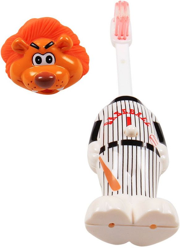 OLE BABY The collectors edition of bounce up funny lion headed baseball player kids push button Extra Soft Toothbrush