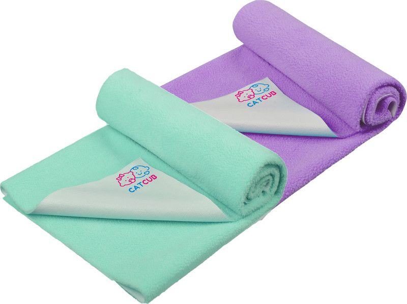 CATCUB Wool Baby Bed Protecting Mat  (Light Green, Purple, Small, Pack of 2)