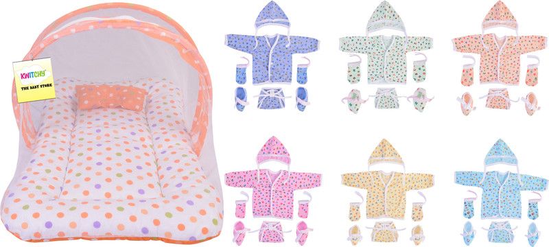 Kwitchy Cotton Baby Bed Sized Bedding Set  (Orange)