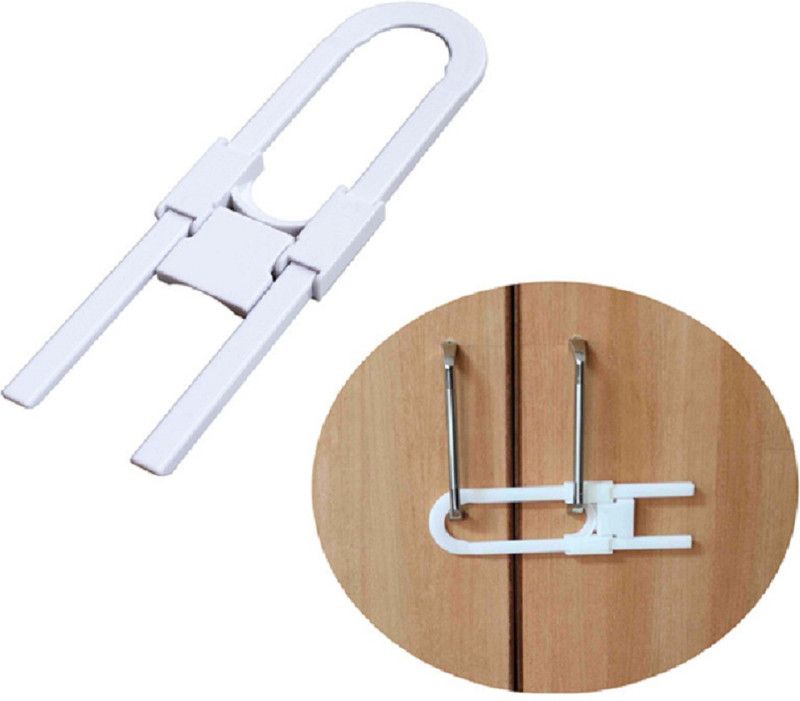 Mopslik U Shaped Sliding Baby Safety Child Proofing Cabinet / Cupboard Locks 6 Pcs  (White)
