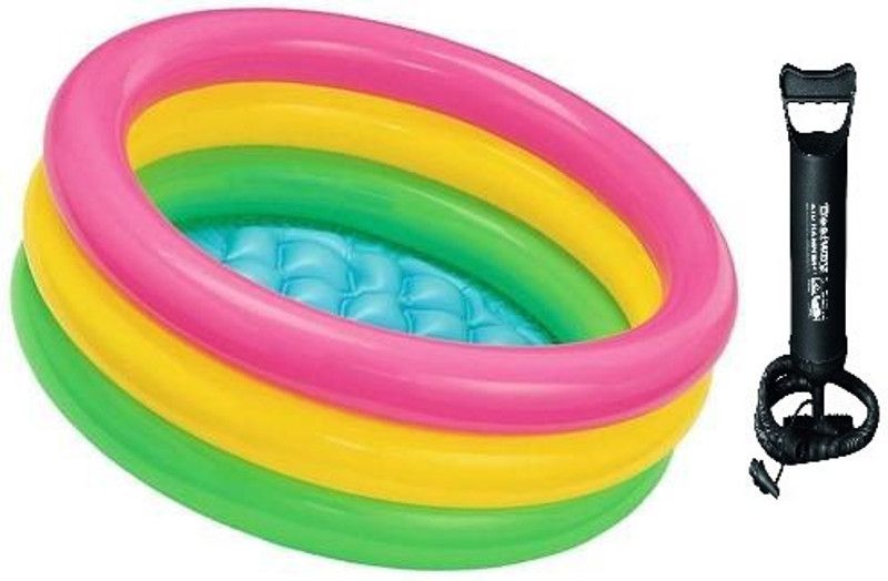 YOUNG STAR (USA*TECK-13) BEST SELLER,PEOPLE CHOICE PREMIUM QUALITY 2 FEETS(61 CM) WIDTH AND 22CM HEIGHT ,THREE COLOUR WATER BATH TUB POOL FOR YOURS LOVLY KIDS AND BABY WITH AIR PUMP.AGE 0-3 YEARS.  (Multicolor)