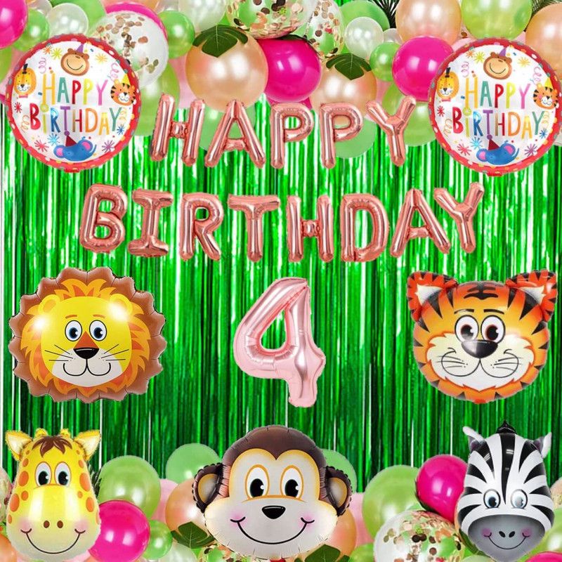 Anayatech 4 Gold Foil Balloons with (Pink, Light Green, White & Gold) - Pack of 68  (Set of 68)