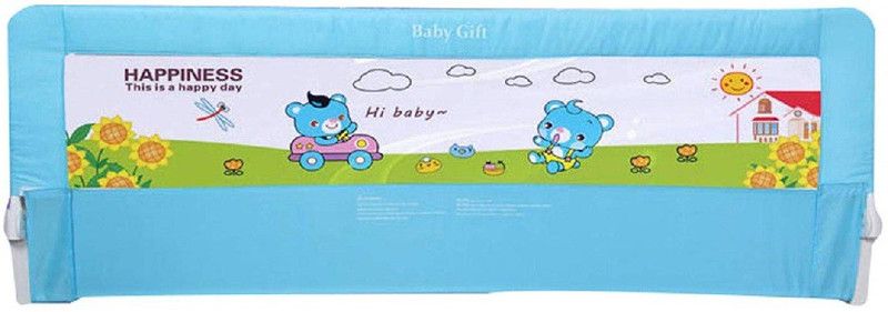 SYGA Baby Bed Fence Gate Security Guardrailing Newborn Playpens Gate and Door Bed Rail (1.5 Meter)  (Blue)