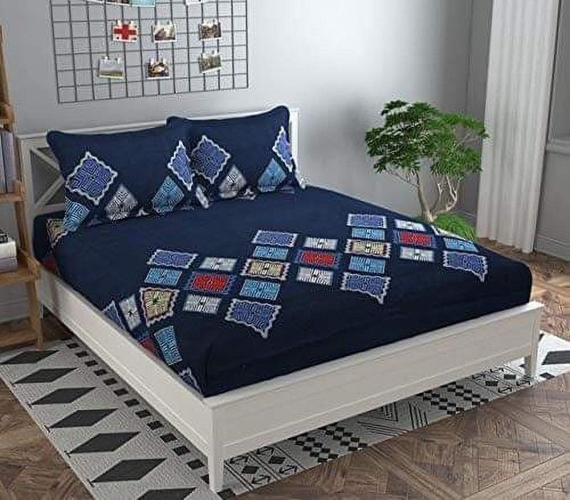 CRAFTWELL 220 TC Cotton King Floral Fitted (Elastic) Bedsheet  (Pack of 1, Multicolor)