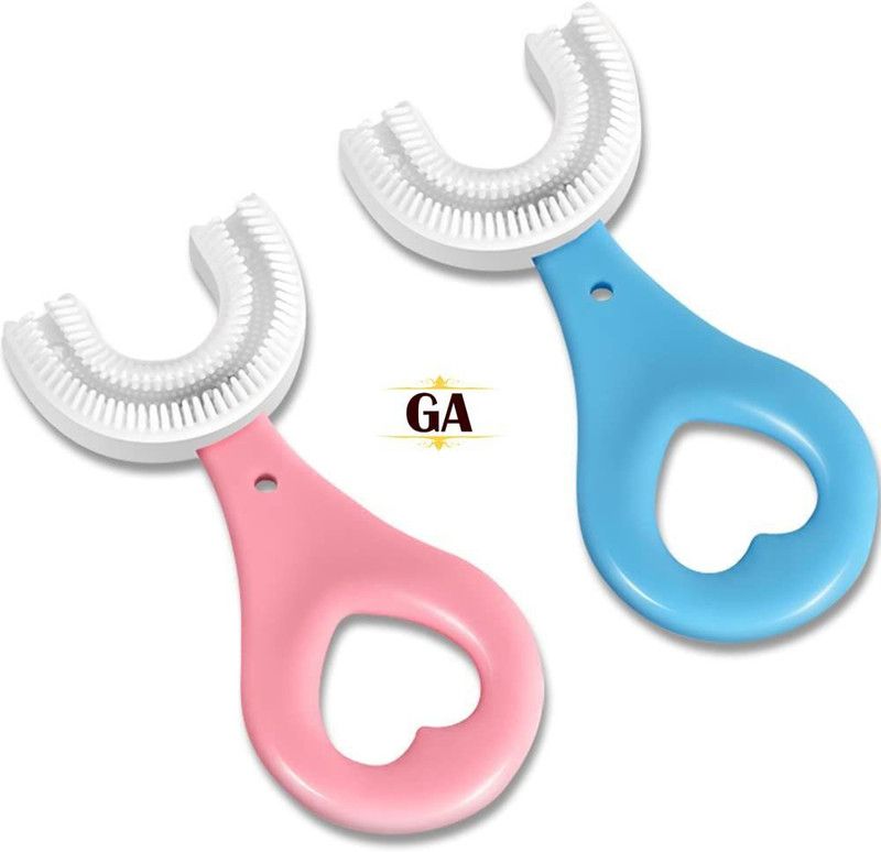 AARADHYAM Manual Whitening Toothbrush Silicone Brush Head for Kids Children For 2-6 YearsI Ultra Soft Toothbrush  (2 Toothbrushes)