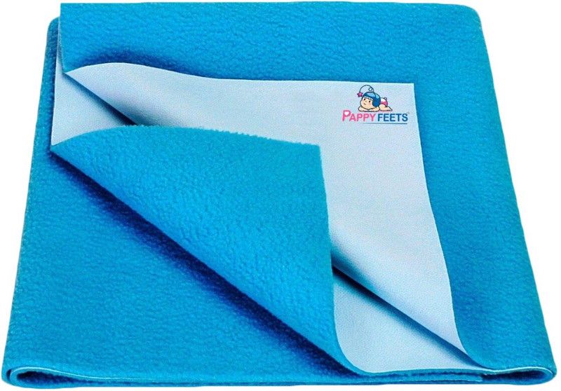 Pappy Feets Fleece Baby Bed Protecting Mat  (Blue, Large)