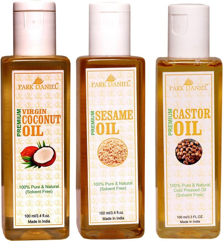 PARK DANIEL Premium Sesame oil, Virgin coconut oil and Castor oil combo of 3 bottles of 100 ml(303 ml)  (300 ml)