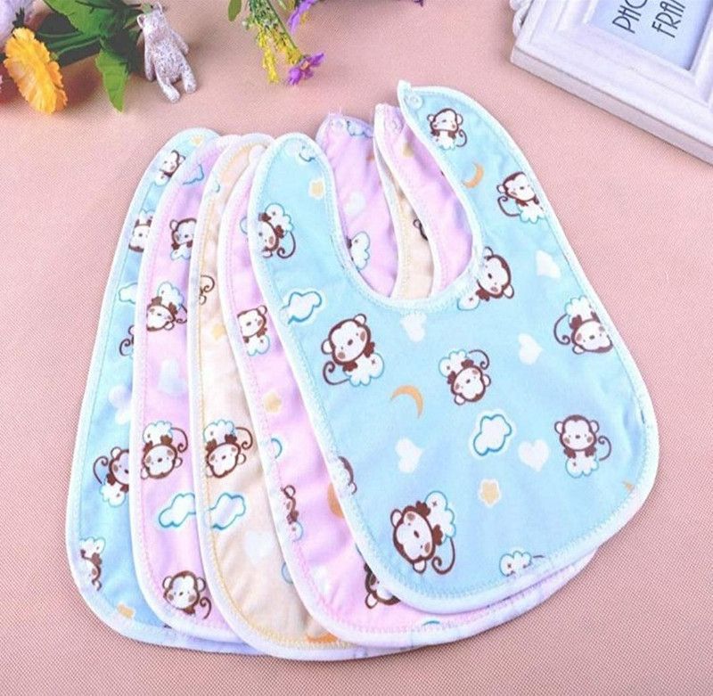 Bouchic Baby Cotton Bibs Waterproof (Pack of 5) (Multicolor)  (Mult-color)