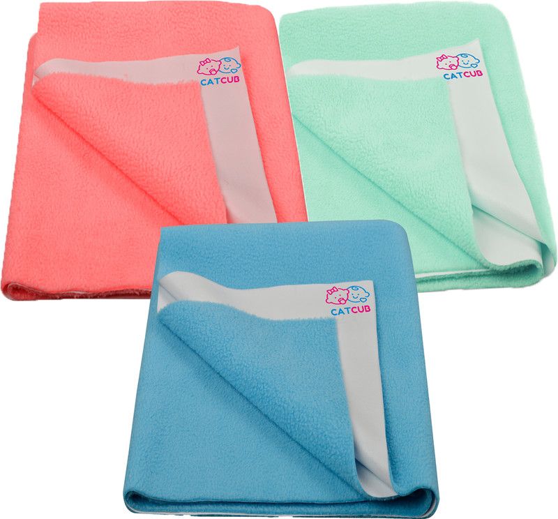 CATCUB Wool Baby Bed Protecting Mat  (Blue, Peach, Light Green, Small, Pack of 3)