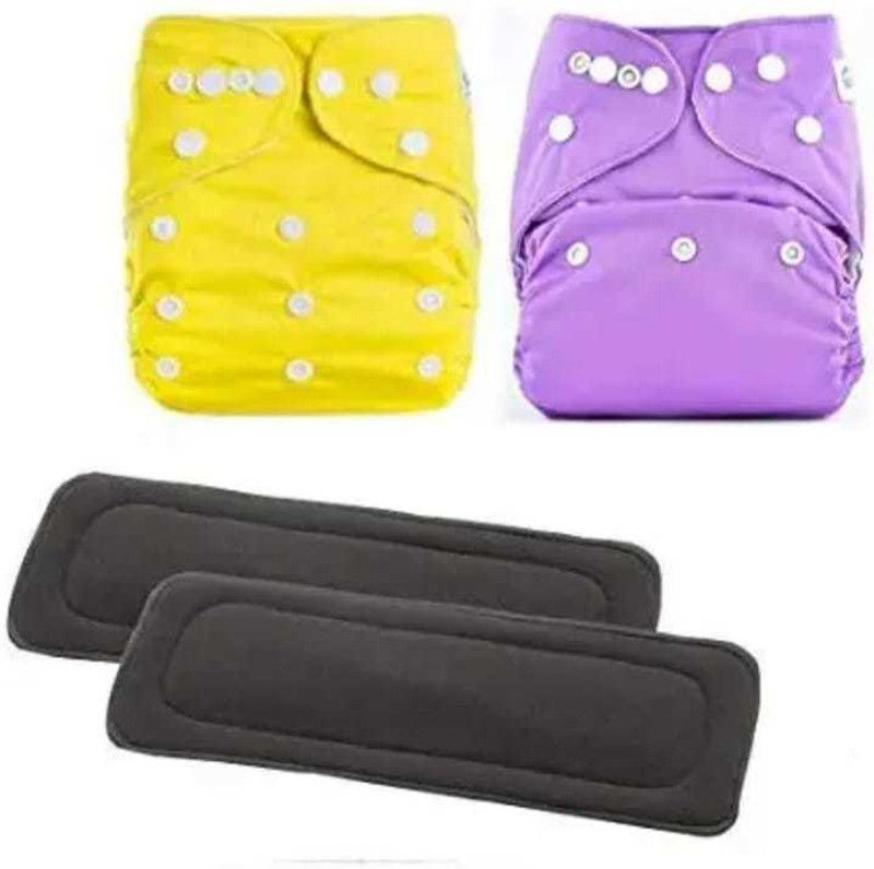 meet novelty Reusable & Washable Baby Cloth Diapers with Free 5 Layer Charcol Insert - M  (2 Pieces)