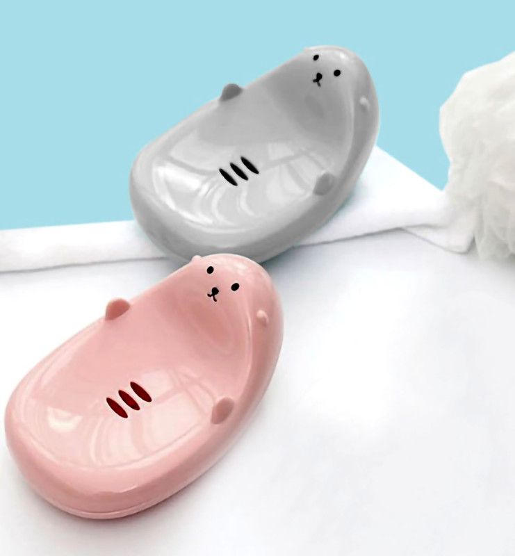 Kawai Homes Cute Otter Soap Dish Holder for Kids Bathroom Toilet & Washbasin (Pack of 2)  (Multicolor)