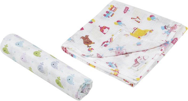 Baby Moo Printed Single Swaddling Baby Blanket for AC Room  (Muslin, Multicolor)