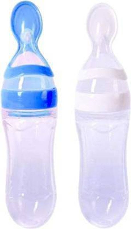 Lilz caress Silicone Easy Squeezy Baby Food Feeder - Food Grade Silicone Bottle for Baby - 90 ml - VN08 - Silicone  (Multicolor)