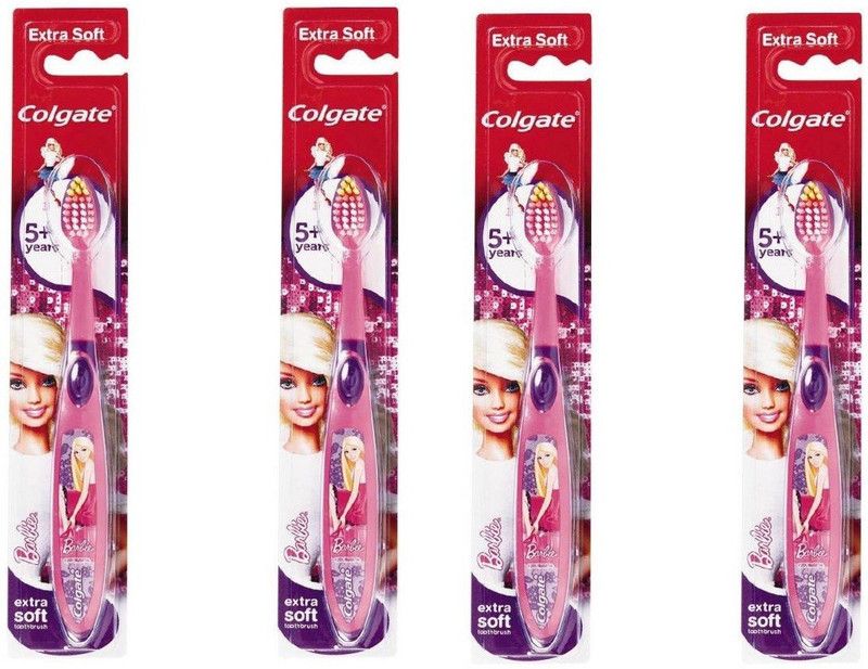 Colgate kids barbie toothbrush extra fun pack of 4 Extra Soft Toothbrush  (4 Toothbrushes)
