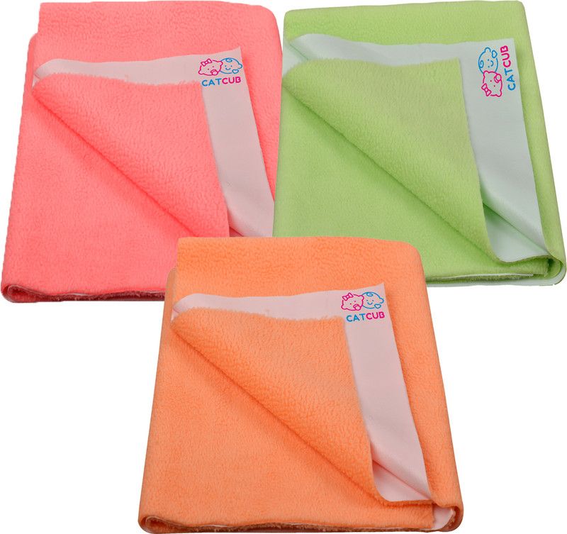CATCUB Wool Baby Bed Protecting Mat  (Green, Orange, Peach, Small, Pack of 3)