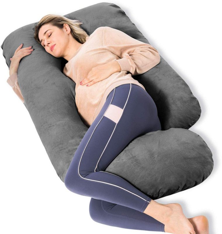 KANWAR SA G Shape Full Body Support Pillow - 55x30x7.8 inches Microfibre Solid Pregnancy Pillow Pack of 1  (Grey)
