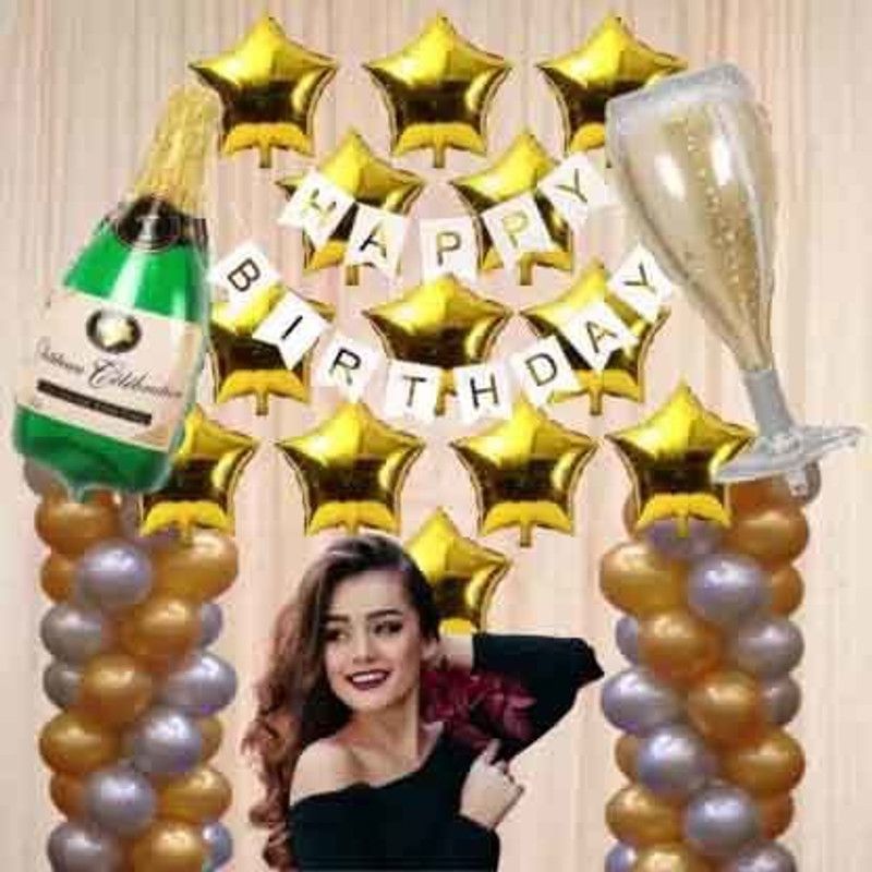 Acril Happy Birthday Decoration Kit Pack of 78  (Set of 78)