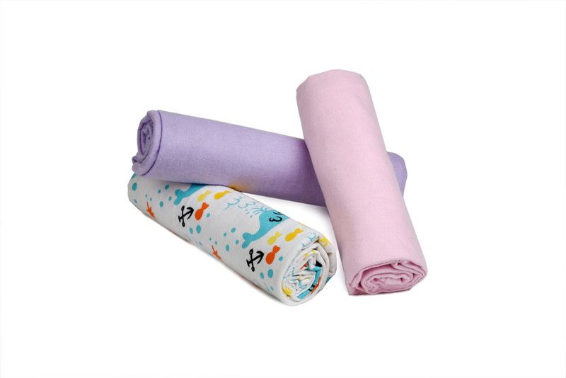 LazyToddler Printed Crib Swaddling Baby Blanket for AC Room  (Cotton, Plain_White)