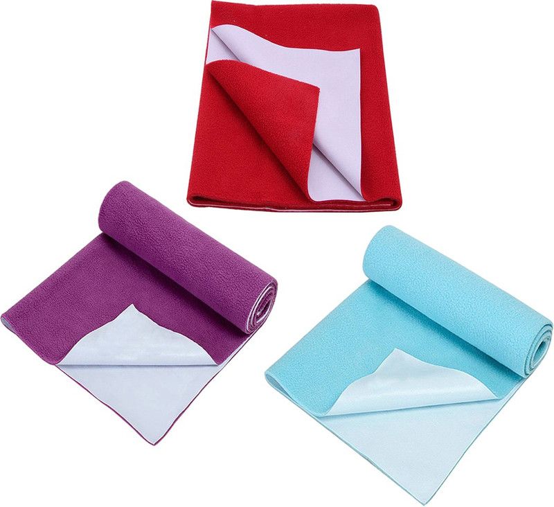 KidBee Polyester, Rubber, Cotton Baby Bed Protecting Mat  (AquaBlue,Red,RaniPink, Small, Pack of 3)