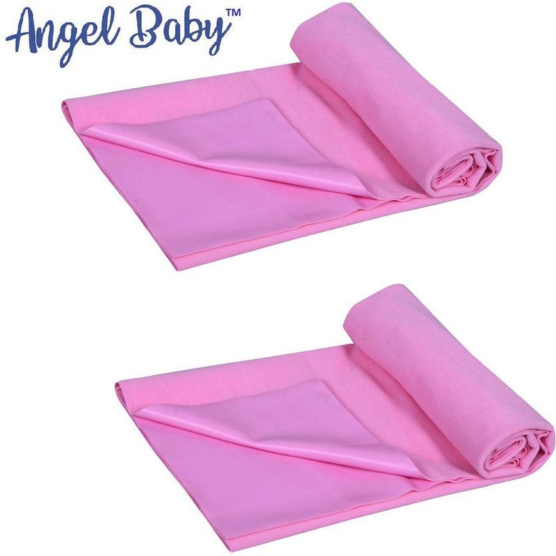 Angel Baby Cotton Baby Bed Protecting Mat  (Light Pink, Medium, Pack of 2)
