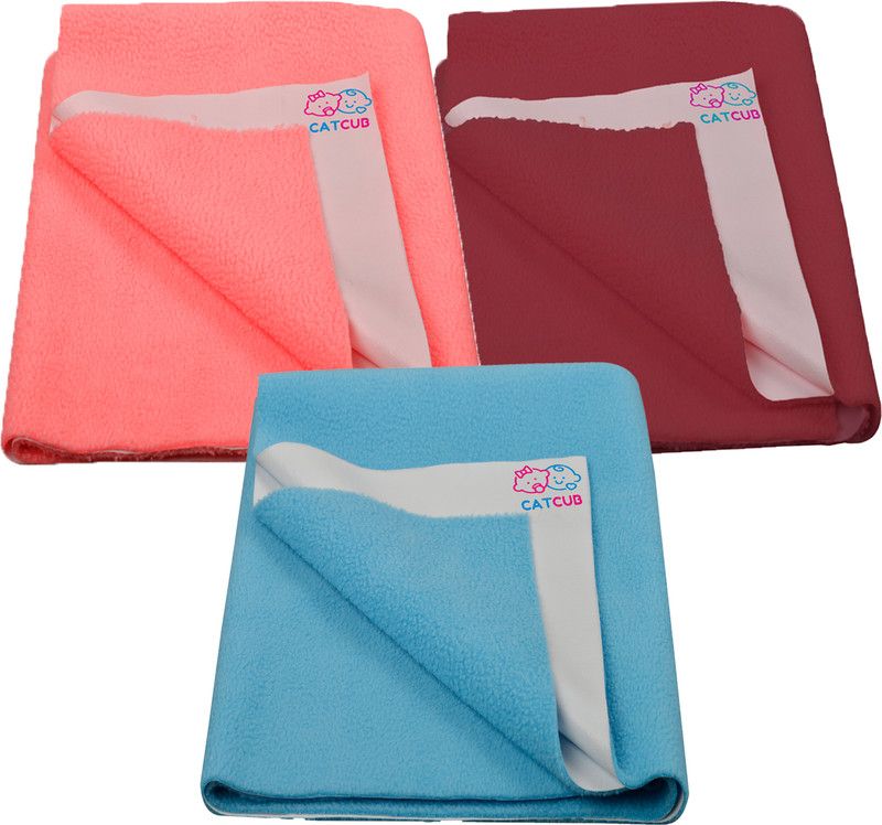 CATCUB Wool Baby Bed Protecting Mat  (Blue, Peach, Maroon, Small, Pack of 3)