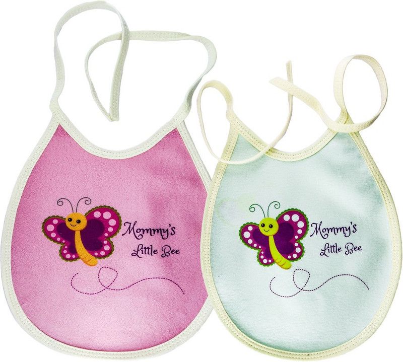 Klarishu Feeding bib apron - Made with Dry Sheet Fabrics- Machin Wash for baby  (Pink, Sea Blue)