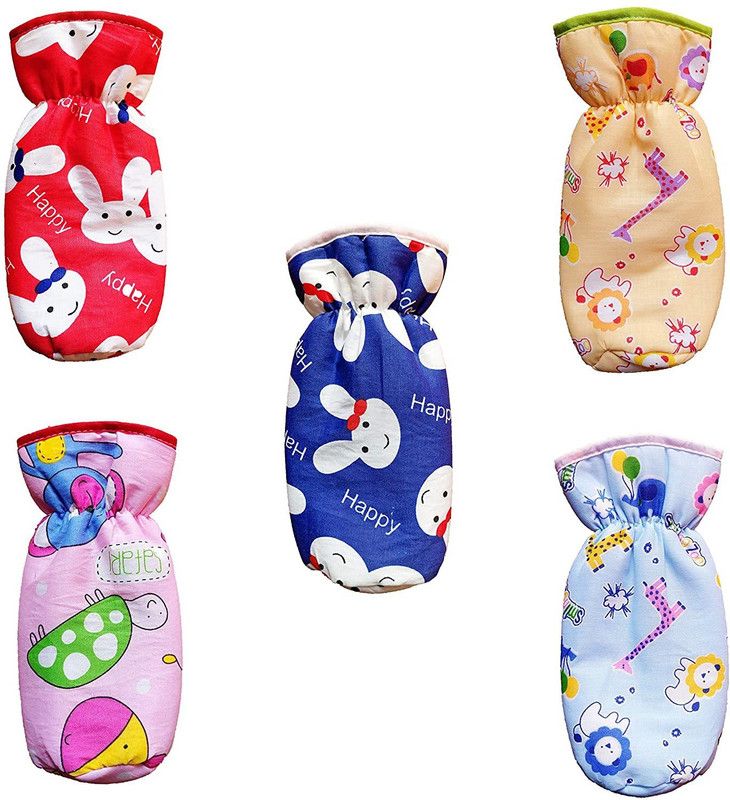 Baby Desire New Born Baby Soft Cotton Feeding Bottle Cover|Cartoon Print|Suitable For 240ml  (Multicolor)