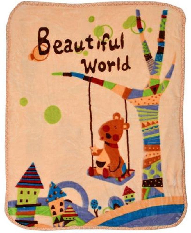 Cuteably Cartoon Crib Mink Blanket for Heavy Winter  (100% Wool, Brown)