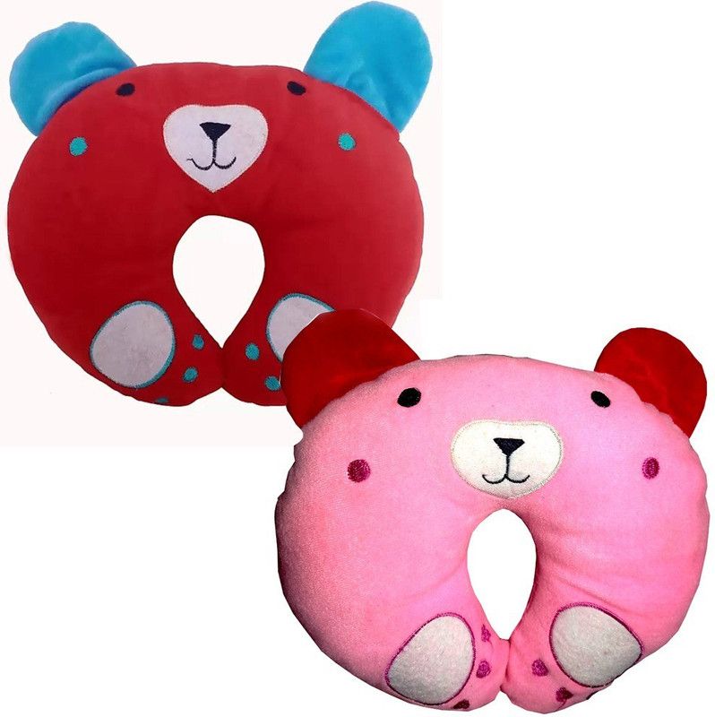 ASD chirag U Shape Neck Support Microfibre, Polyester Fibre Toons & Characters Baby Pillow Pack of 2  (Peach, Red)
