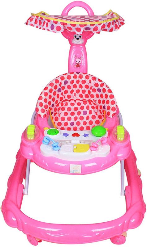 OLE BABY Musical Activity Walker With Parent Rod  (Pink)