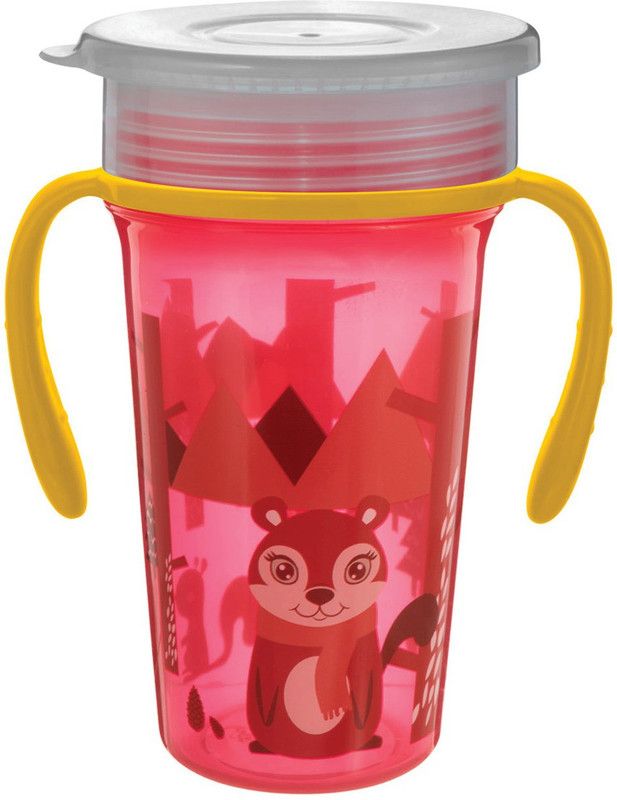 Beebaby 360° Degree Magic Spoutless Transition Sippy/Sipper Cup With Handle. 100% BPA FREE | ANTI LEAK | EASY GRIP.  (Red)