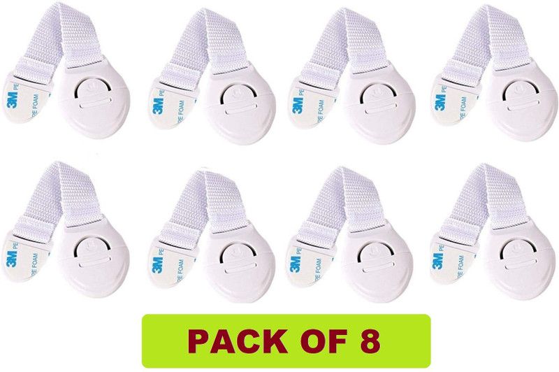 Bichwaliya 8 Pieces Baby Safety & proofing Flexible Nylon Strap Locks for Multi-Purpose Use  (White)