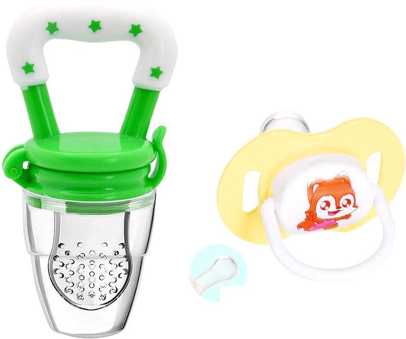 Justlist Combo of Fruit nibbler & Soother New Baby Food Pacifier Baby Nipple Feeder Silicone Pacifier Fruits Infant Feeding Supplies Soother Nipples - NBV-05 Teether and Feeder (Multicolor) Soother  (Yellow)