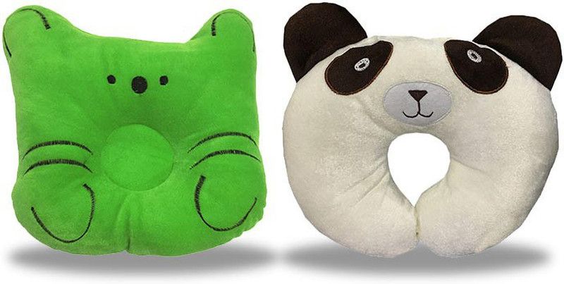 Miss & Chief Cotton Toons & Characters Baby Pillow Pack of 2  (Green, White)