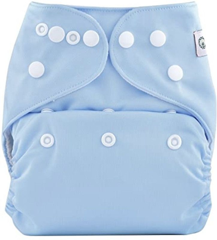 kistapo 100% Cloth Diapers for Babies (3Months - 3 Years), Reusable, Washable with Adjustable Snap Buttons | Button Diaper Light Blue Color - New Born