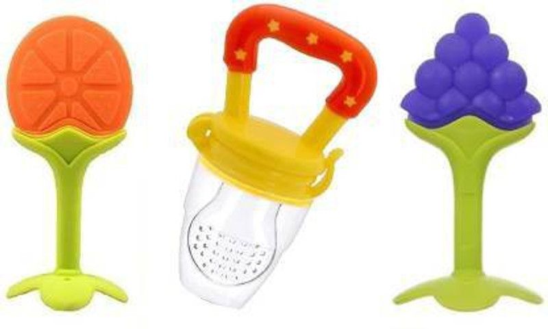 Lilz caress Food Feeder| Fridge & Dishwasher Safe || 100% BPA-Free Teether Set for Boys & Girls - PACK OF 3 - VN06 Teether  (Multicolor)