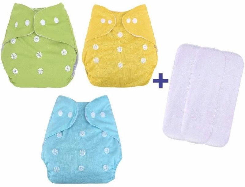 kogar Solid Reusable Cloth Button Diaper Reuse Nappy & Insert YO-SM-GYS-01N - S - M  (6 Pieces)