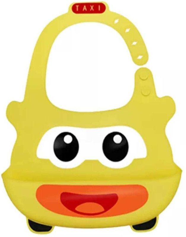 RIANZ Silicone Yellow Taxi Bibs, Waterproof Baby Drool Bibs with Wide Pocket BPA-Free  (Yellow)