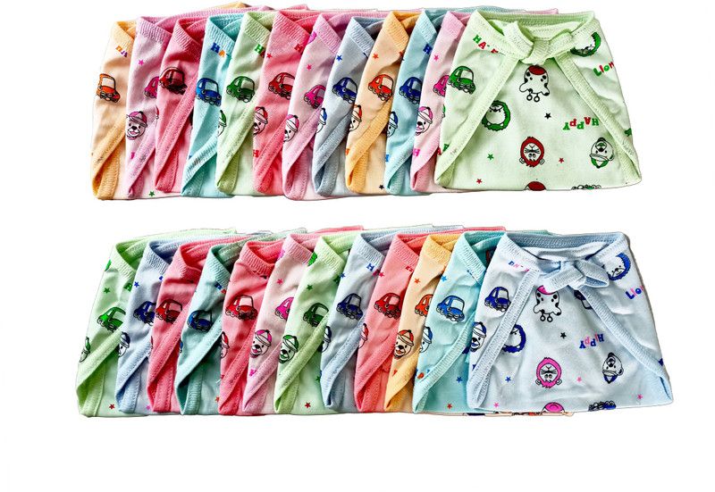 Aldeco Pack of 24 - Baby Multicolor Hosiery Cotton Langot or Nappy / Reusable & Washable Soft U-Shaped Printed Cloth Langot or Diaper for kids (0-3years)