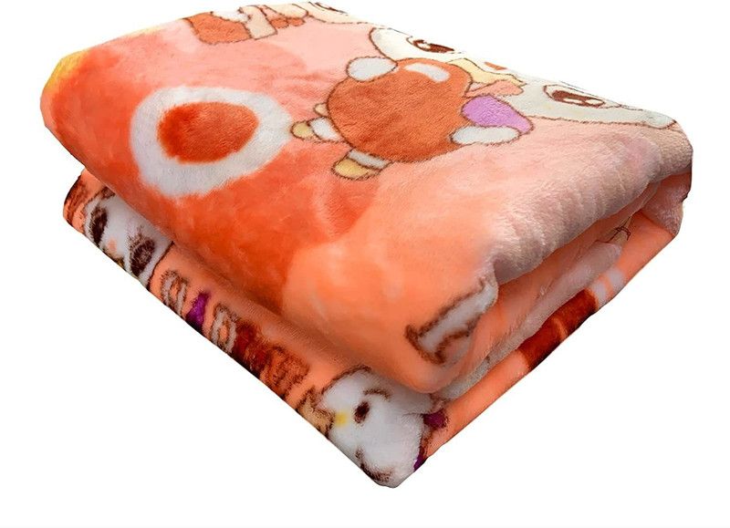 PWI Cartoon Single Swaddling Baby Blanket for AC Room  (Polyester, Orange)