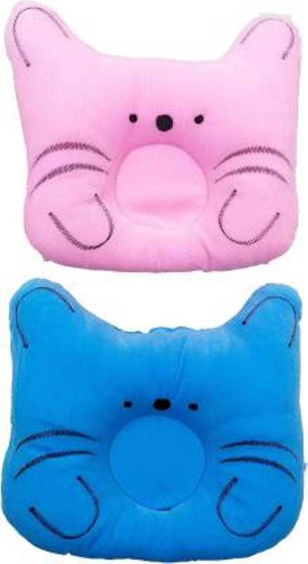 MOM & SON Cotton Animals Baby Pillow Pack of 2  (Pink, Blue)