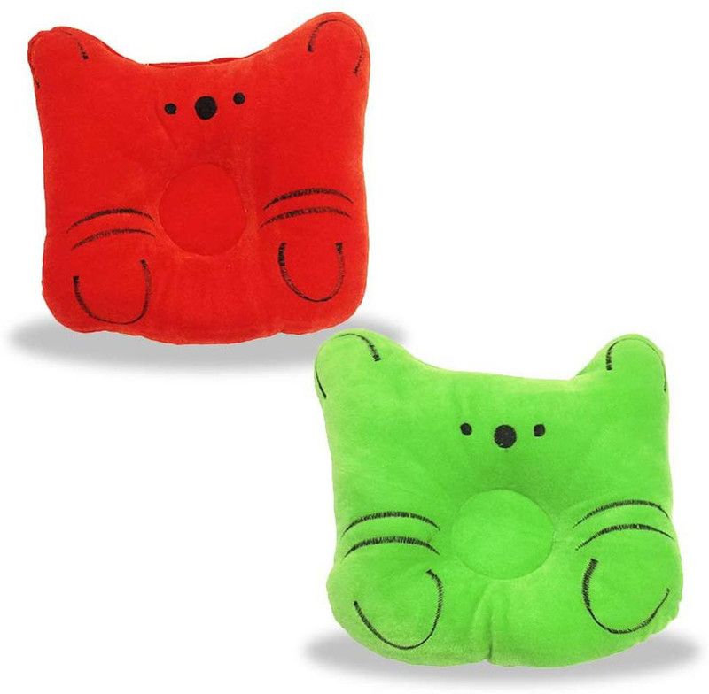 Miss & Chief Cotton Toons & Characters Baby Pillow Pack of 2  (Red, Green)